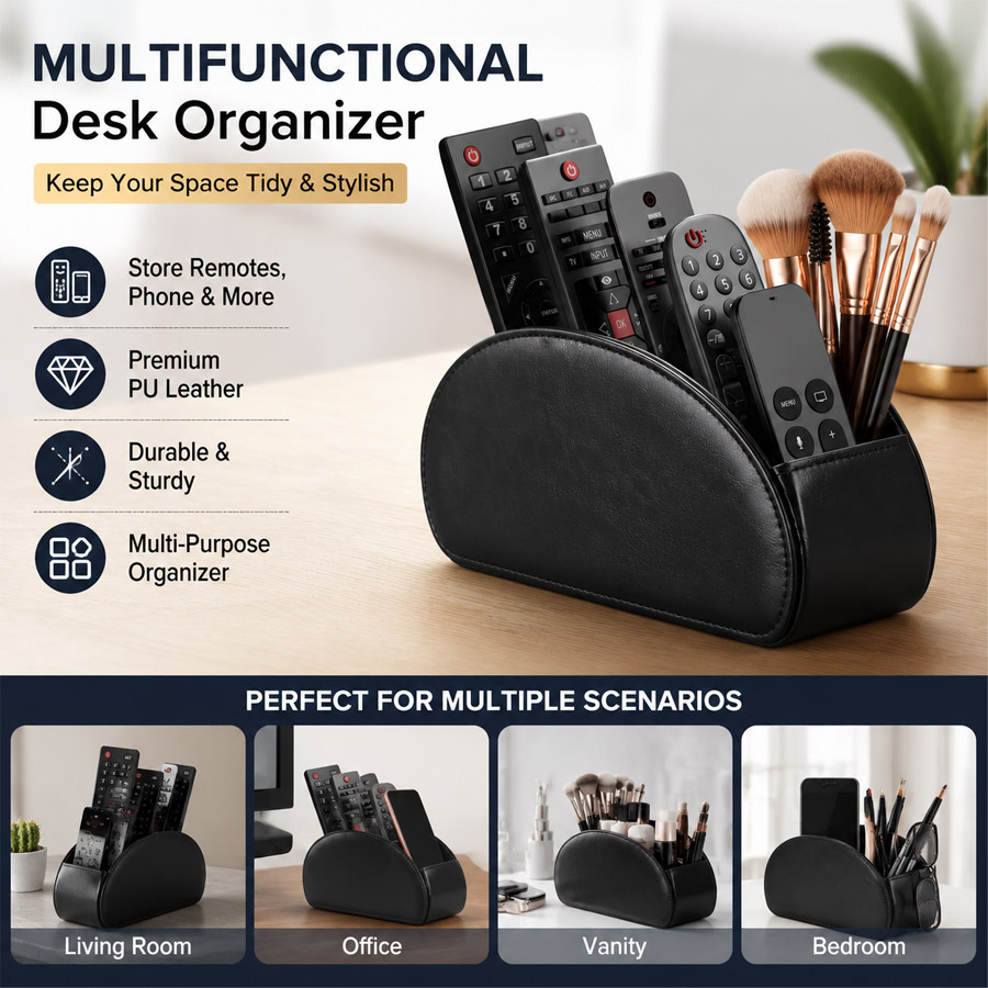 Women Accessories Organizer - 1Pc 5 그리드 PU 가죽 데스크탑