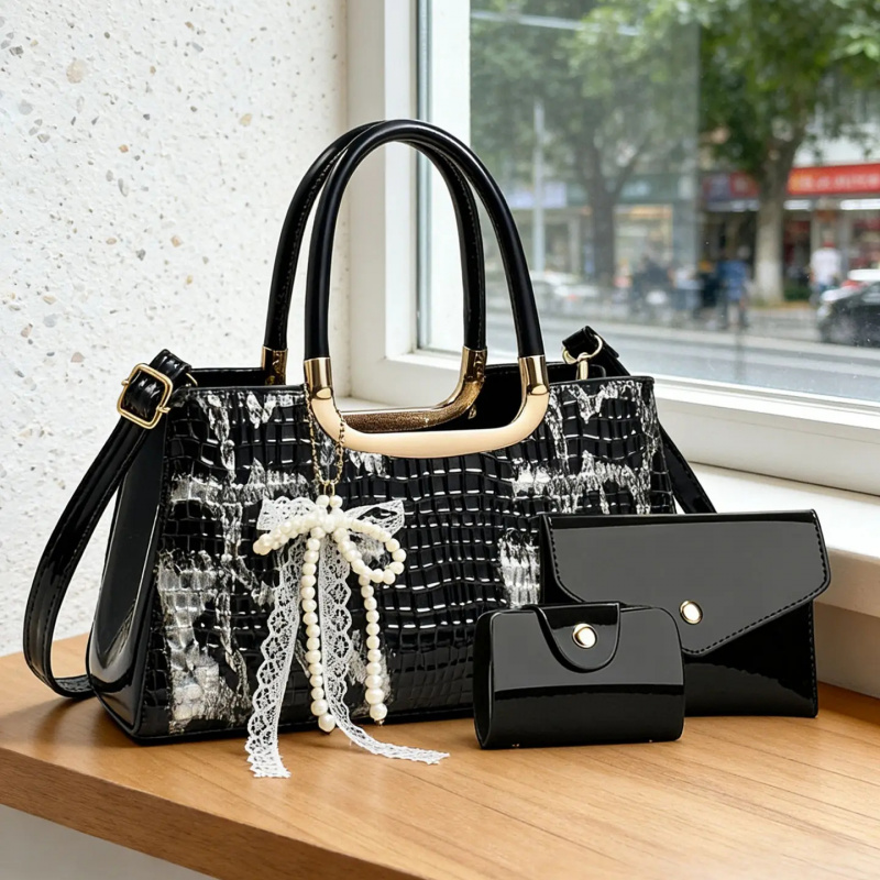 Women Accessories Gift - 여성용 핸드백 세트, 악어 무늬 이브닝