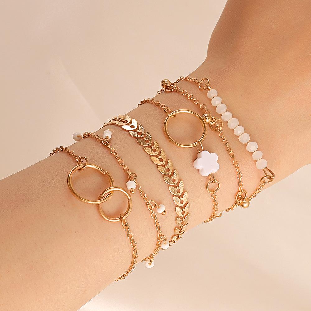 Resin Bangle Bracelet - 6 개 세트 골드 컬러 기하학적