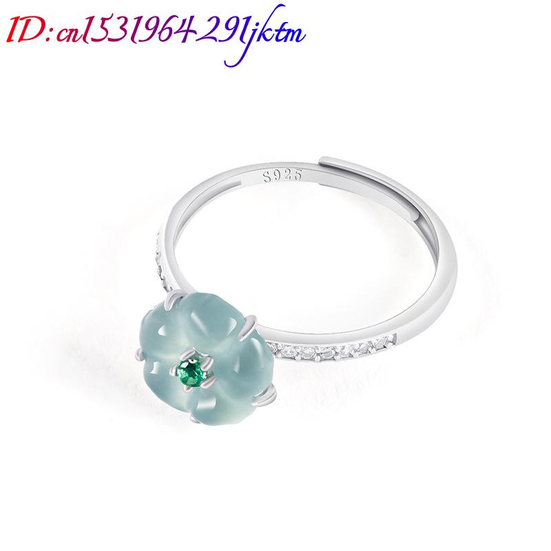 블루 버마산 경옥 꽃 반지 925 실버 천연 버마산 경 - Women Accessories Gift 리뷰 및 가격