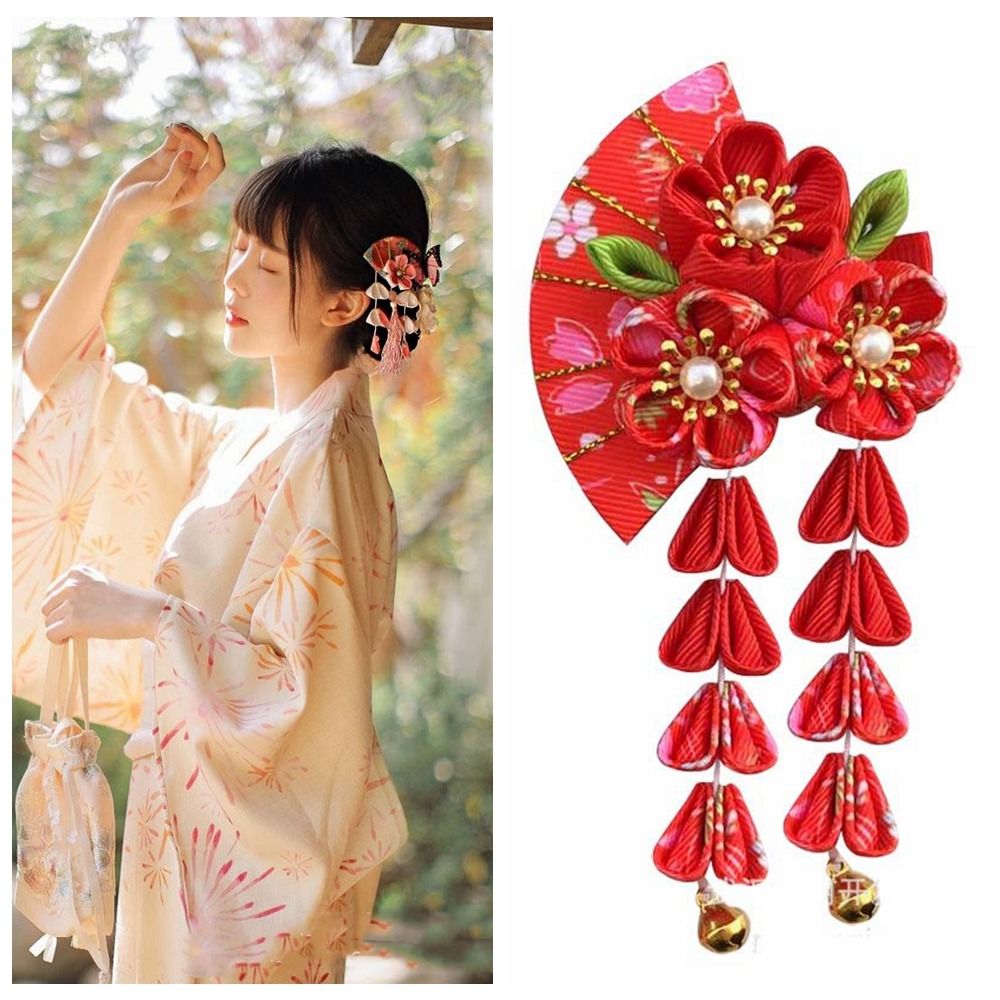 태슬 장식 부채 모양 머리핀 꽃 사쿠라 일본 기모노 머 - Women'S Kimono Accessories 리뷰 및 가격