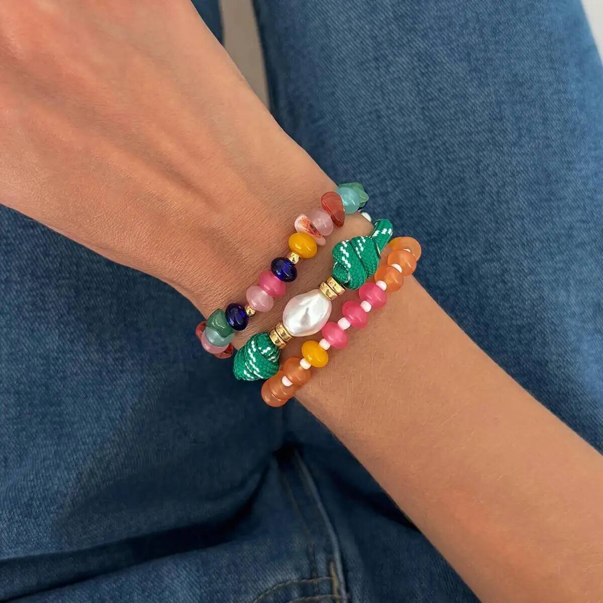 KunJoe 3 개/대 다채로운 멀티 컬러 수지 비드  - Resin Bangle Bracelet 리뷰 및 가격
