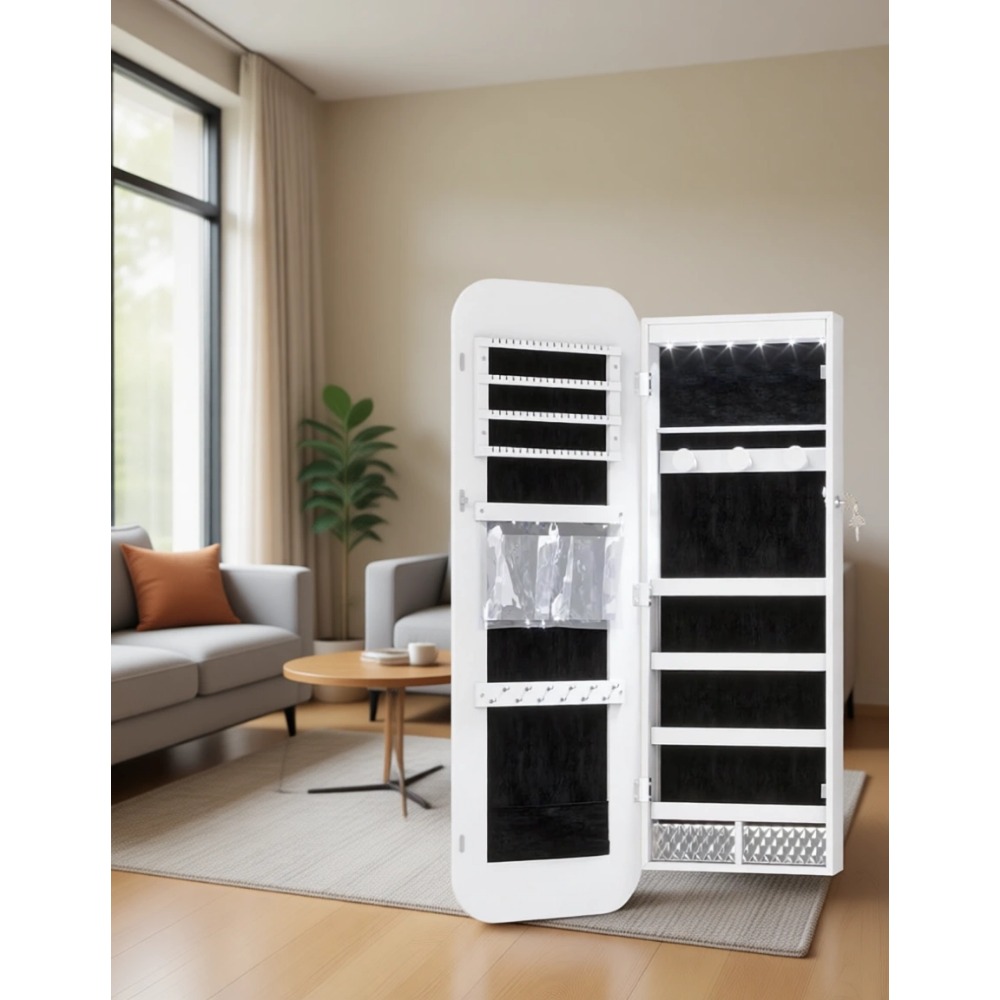 LED 조명이 있는 거울이 있는 보석장, 잠금 가능,  - Women Accessories Organizer 리뷰 및 가격