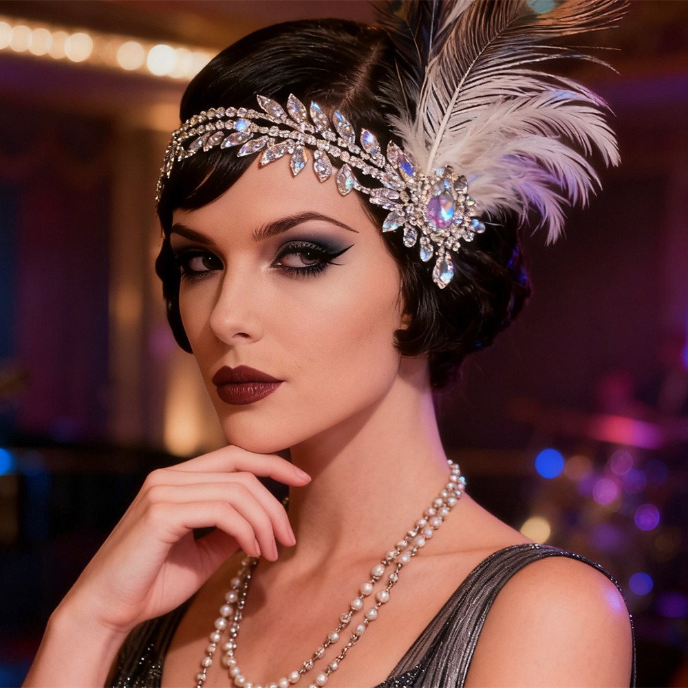 레트로 빈티지 깃털 머리띠 스팽글 크리스탈 가면 무도회 - Women Accessories Online 리뷰 및 가격