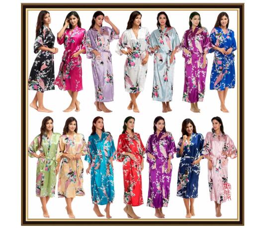 반팔 루즈핏 여성 일본식 기모노 새틴 실크 잠옷 공작새 - Women'S Kimono Accessories 리뷰 및 가격