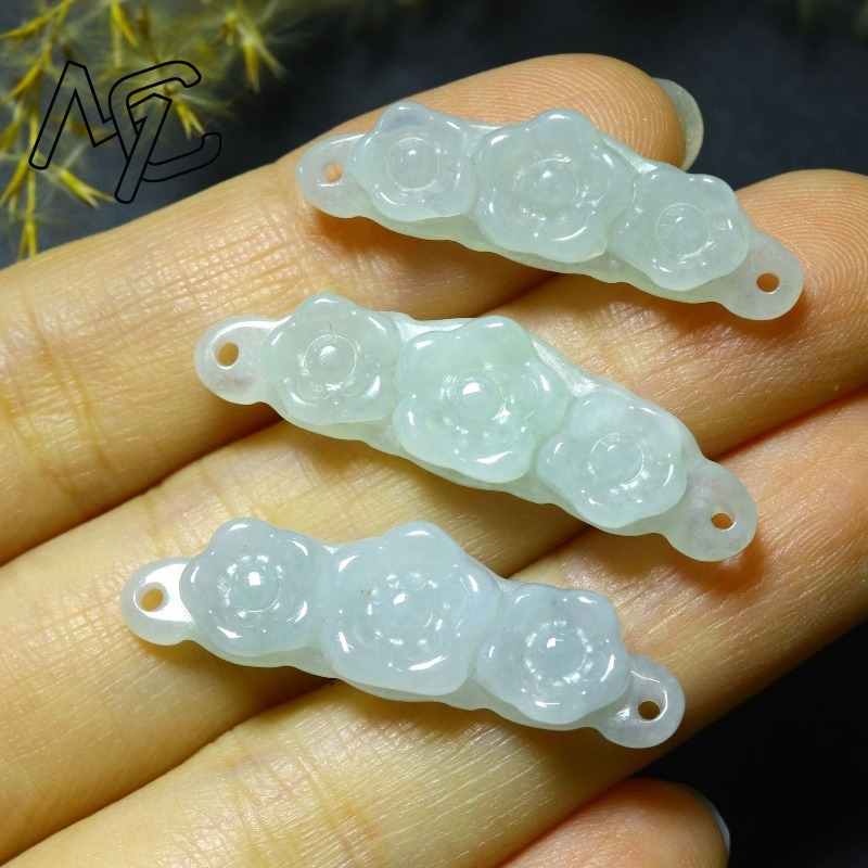 1pc 천연 경옥 에메랄드 꽃 핸드 카드 DIY 액세서 - Women Accessories Gift 리뷰 및 가격
