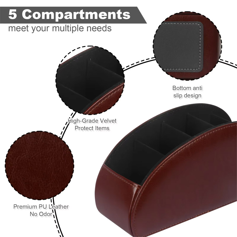 1Pc 5 그리드 PU 가죽 데스크탑 정리함, 홈 오피 - Women Accessories Organizer 리뷰 및 가격