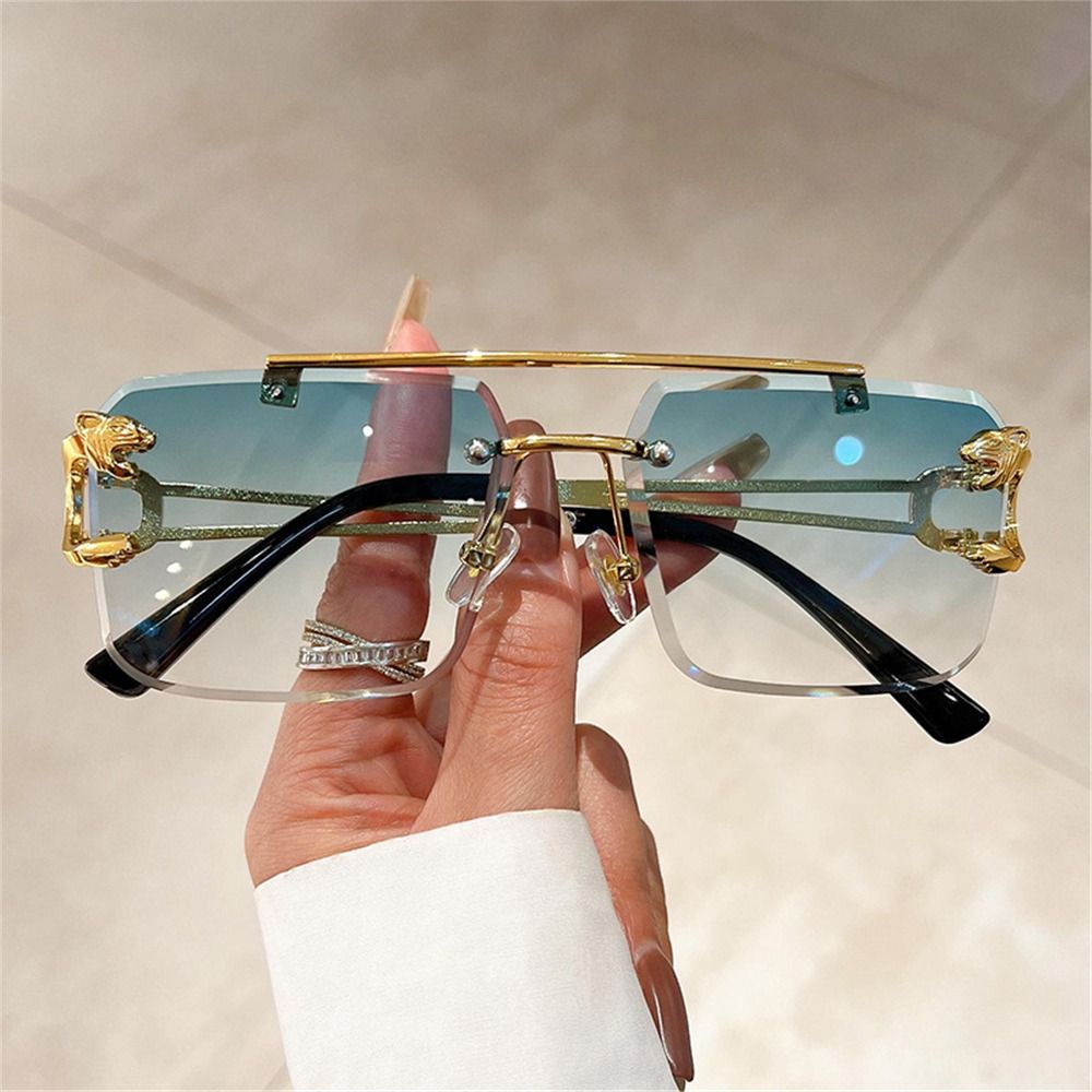 레트로 더블 브리지 무테 선글라스 메탈 UV400 오버 - Sunglasses Oversized Square 리뷰 및 가격