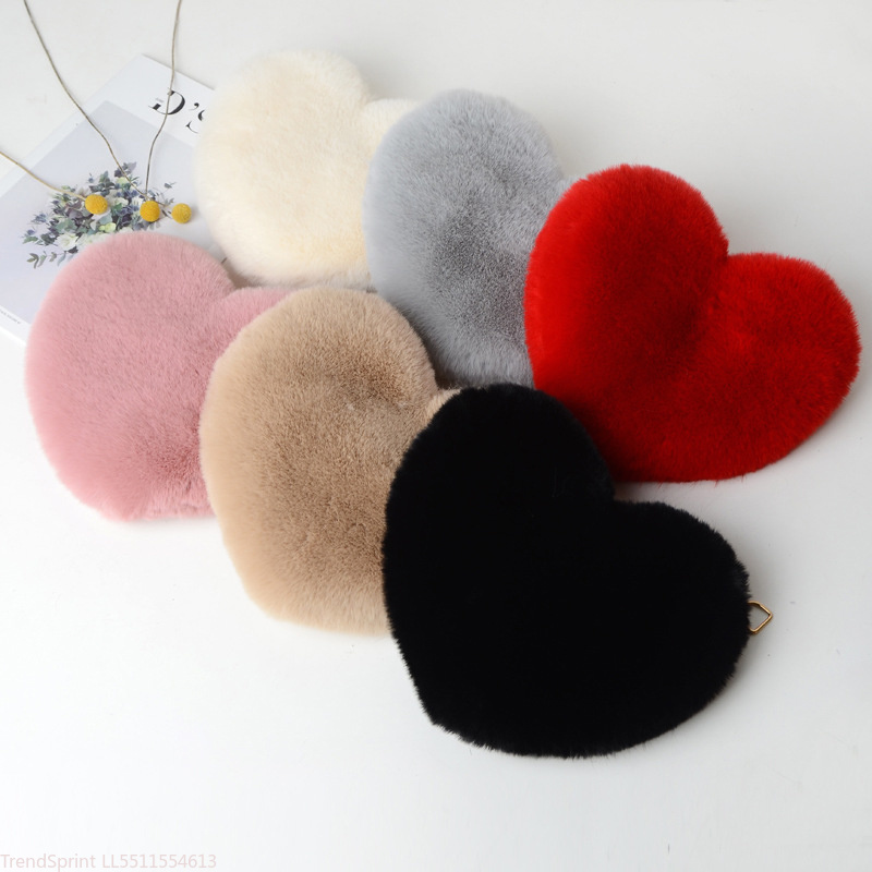 패션 여성 하트 모양 인조 퍼 크로스바디 백 귀여운 소 - Women'S Accessories Purse 리뷰 및 가격