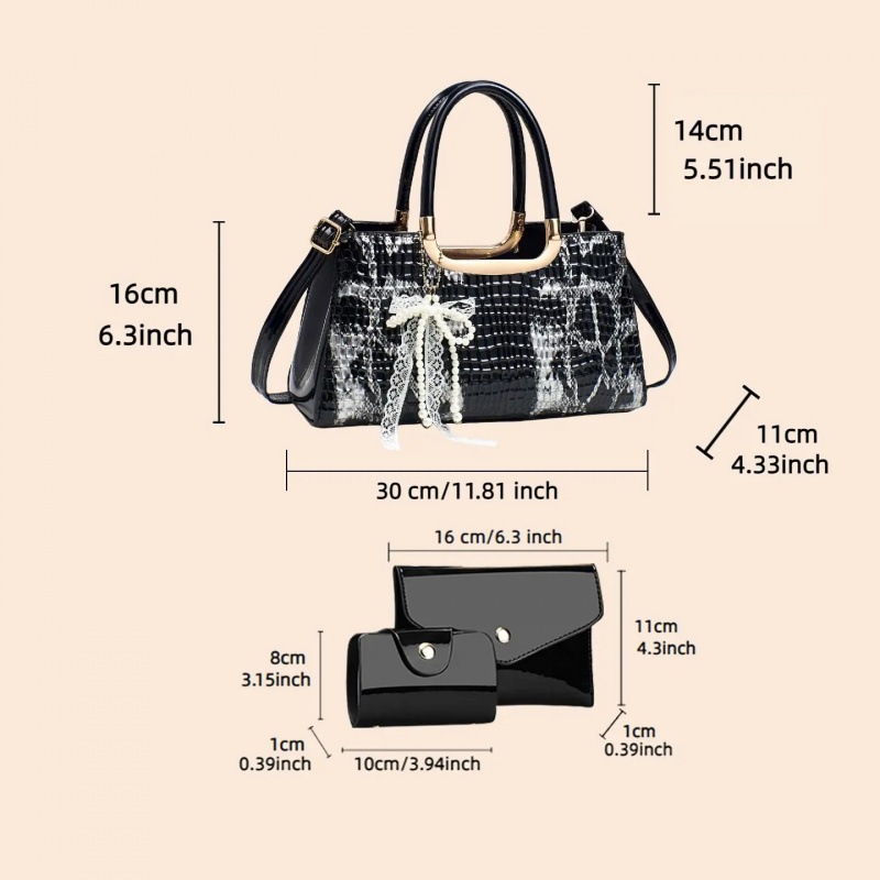 여성용 핸드백 세트, 악어 무늬 이브닝 클러치, 파티  - Women Accessories Gift 리뷰 및 가격
