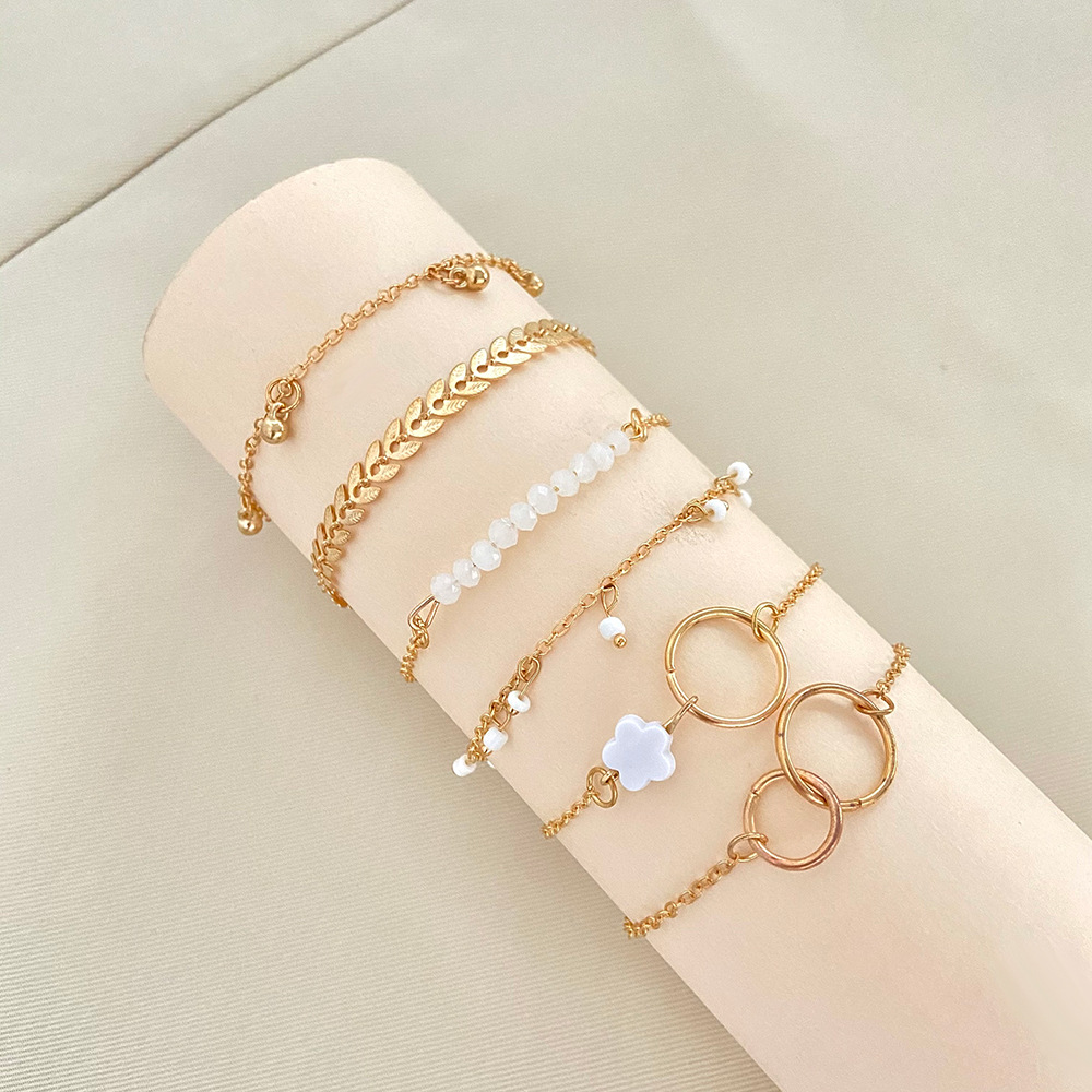 6 개 세트 골드 컬러 기하학적 팔찌 꽃 술 잎 원형  - Resin Bangle Bracelet 리뷰 및 가격