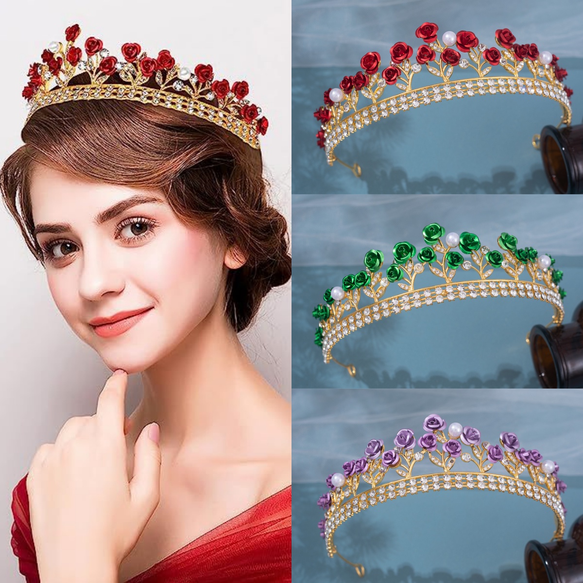 바로크 세라믹 신부 왕관 라인스톤 프롬 디아뎀 헤어피스 - Women'S Accessories Jewelry 리뷰 및 가격