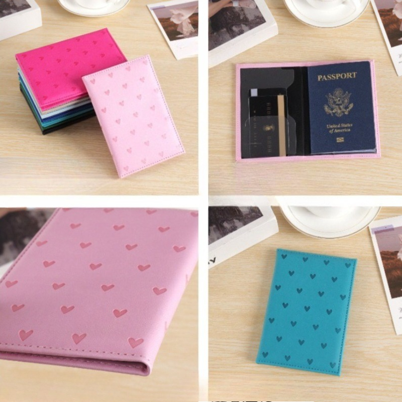 귀여운 하트 프린트 여권 커버 여성용 여행 지갑 PU  - Women Accessories Online 리뷰 및 가격