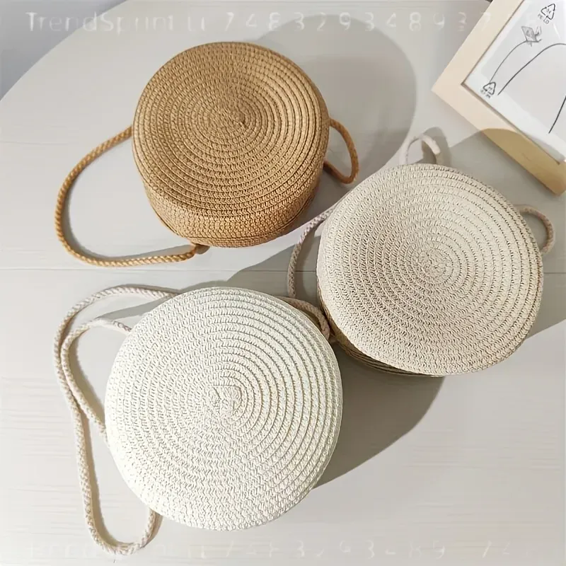 여성용 원형 라탄 크로스백, 수제 니트 짚 소형 숄더  - Women'S Accessories Purse 리뷰 및 가격